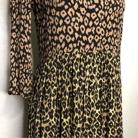 Anthropologie Maeve black brown tan mixed animal print dress size Small - Picture 3 of 14